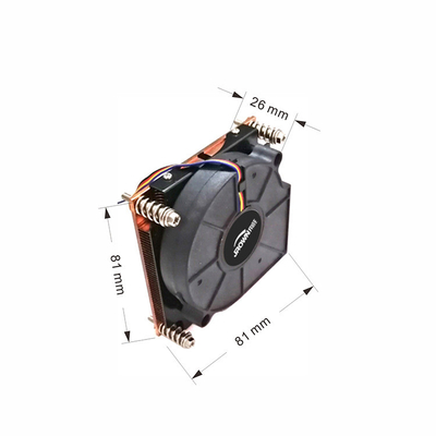 81x81x26mm Higher Power Cooper Skived Heat Sink With Cooling Fan